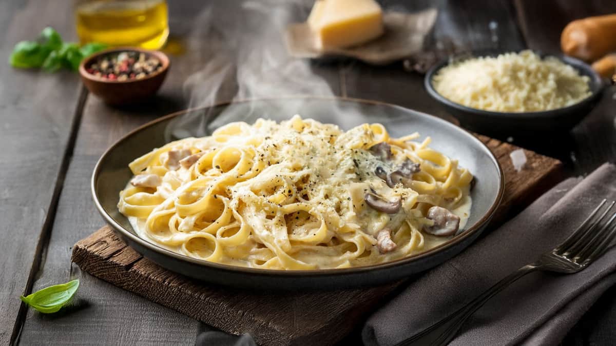 Tavuklu ve Mantarlı Fettucini Alfredo tarifi